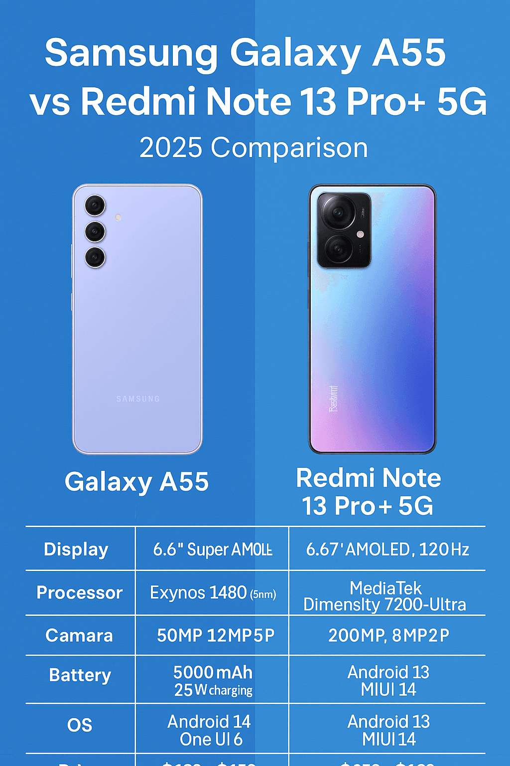 ChatGPT Image Jun 14 2025 11_17_52 AM - Every Topic Today Samsung Galaxy A55 vs Redmi Note 13 Pro+ 5G.: Which Mid-Range Phone Wins in 2025?